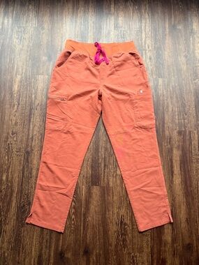 FIGS Women’s Terracotta Orange High Waisted Yola Skinny Scrub Pants - Size L
